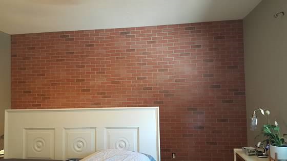 DIY brick accent wall bedroom